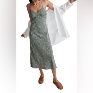 Madewell Layton Midi Slip Dress in Architect Green